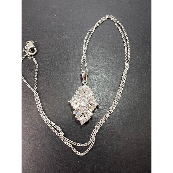 Swarovski zirconia rhodium over sterling silver pendant and chain necklace - Picture 2 of 11